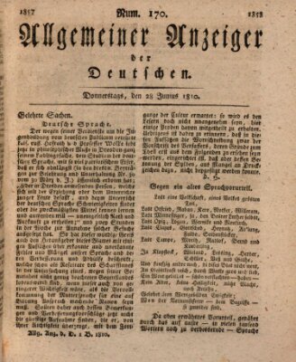 Allgemeiner Anzeiger der Deutschen Donnerstag 28. Juni 1810