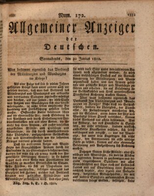 Allgemeiner Anzeiger der Deutschen Samstag 30. Juni 1810