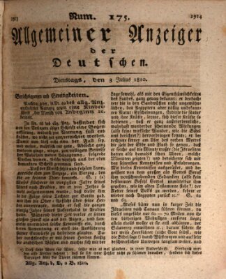 Allgemeiner Anzeiger der Deutschen Dienstag 3. Juli 1810