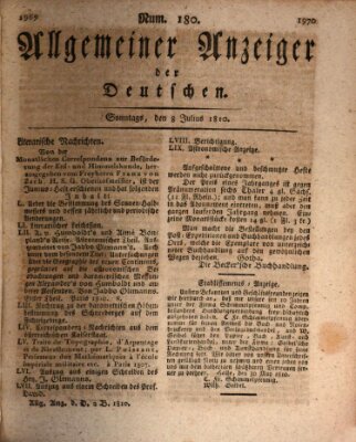 Allgemeiner Anzeiger der Deutschen Sonntag 8. Juli 1810