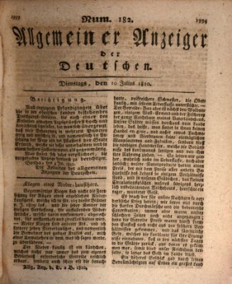 Allgemeiner Anzeiger der Deutschen Dienstag 10. Juli 1810