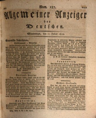 Allgemeiner Anzeiger der Deutschen Sonntag 15. Juli 1810