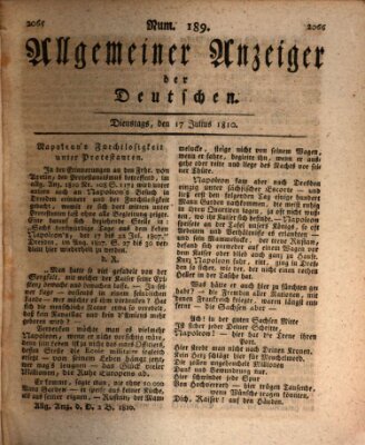 Allgemeiner Anzeiger der Deutschen Dienstag 17. Juli 1810