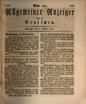 Allgemeiner Anzeiger der Deutschen Freitag 20. Juli 1810