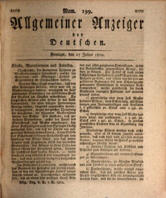 Allgemeiner Anzeiger der Deutschen Freitag 27. Juli 1810