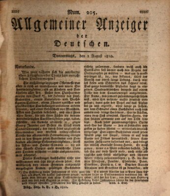 Allgemeiner Anzeiger der Deutschen Donnerstag 2. August 1810