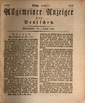 Allgemeiner Anzeiger der Deutschen Samstag 4. August 1810