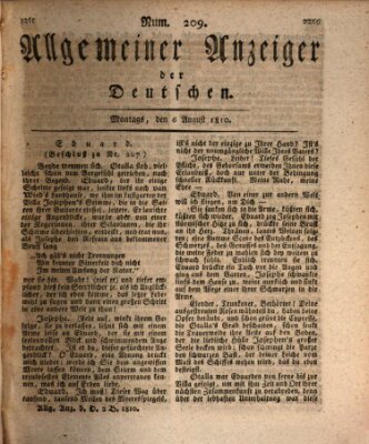 Allgemeiner Anzeiger der Deutschen Montag 6. August 1810