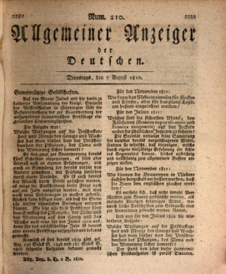 Allgemeiner Anzeiger der Deutschen Dienstag 7. August 1810