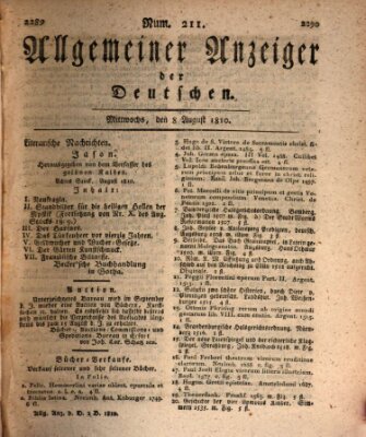 Allgemeiner Anzeiger der Deutschen Mittwoch 8. August 1810