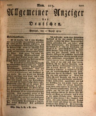 Allgemeiner Anzeiger der Deutschen Freitag 10. August 1810