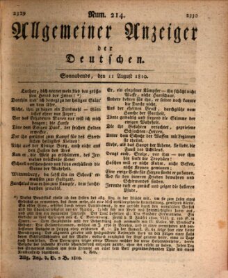 Allgemeiner Anzeiger der Deutschen Samstag 11. August 1810