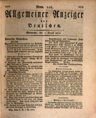 Allgemeiner Anzeiger der Deutschen Mittwoch 15. August 1810