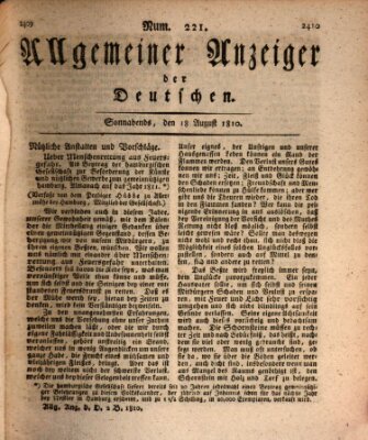 Allgemeiner Anzeiger der Deutschen Samstag 18. August 1810