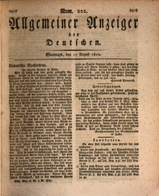 Allgemeiner Anzeiger der Deutschen Sonntag 19. August 1810