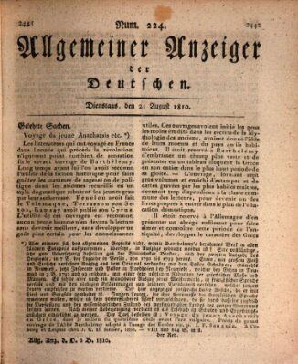 Allgemeiner Anzeiger der Deutschen Dienstag 21. August 1810