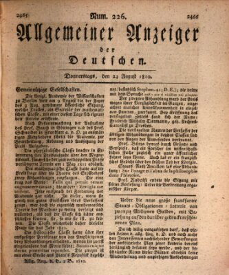 Allgemeiner Anzeiger der Deutschen Donnerstag 23. August 1810