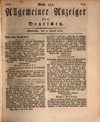 Allgemeiner Anzeiger der Deutschen Mittwoch 29. August 1810