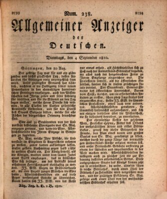 Allgemeiner Anzeiger der Deutschen Dienstag 4. September 1810