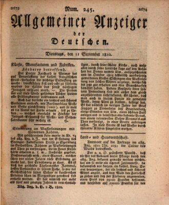 Allgemeiner Anzeiger der Deutschen Dienstag 11. September 1810