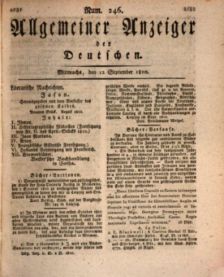 Allgemeiner Anzeiger der Deutschen Mittwoch 12. September 1810