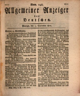 Allgemeiner Anzeiger der Deutschen Freitag 14. September 1810