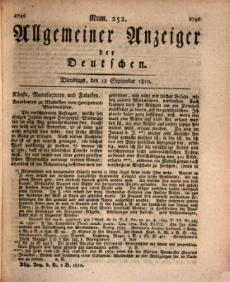 Allgemeiner Anzeiger der Deutschen Dienstag 18. September 1810