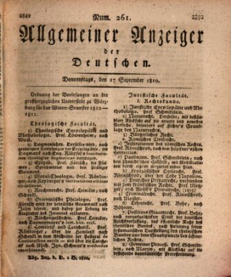 Allgemeiner Anzeiger der Deutschen Donnerstag 27. September 1810