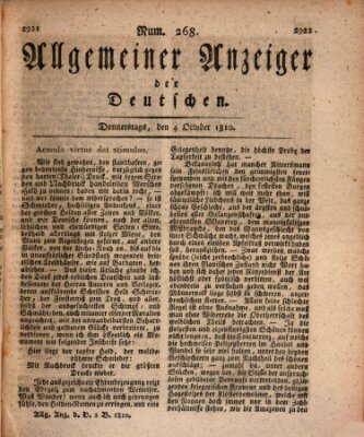 Allgemeiner Anzeiger der Deutschen Donnerstag 4. Oktober 1810