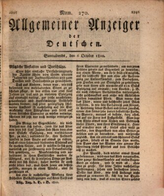 Allgemeiner Anzeiger der Deutschen Samstag 6. Oktober 1810