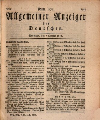 Allgemeiner Anzeiger der Deutschen Sonntag 7. Oktober 1810