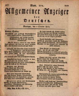 Allgemeiner Anzeiger der Deutschen Montag 8. Oktober 1810