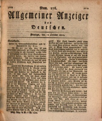 Allgemeiner Anzeiger der Deutschen Freitag 12. Oktober 1810