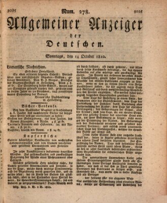 Allgemeiner Anzeiger der Deutschen Sonntag 14. Oktober 1810