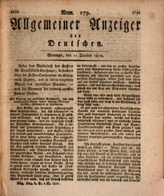 Allgemeiner Anzeiger der Deutschen Montag 15. Oktober 1810