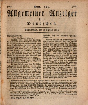 Allgemeiner Anzeiger der Deutschen Donnerstag 18. Oktober 1810