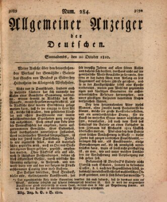 Allgemeiner Anzeiger der Deutschen Samstag 20. Oktober 1810