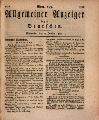 Allgemeiner Anzeiger der Deutschen Mittwoch 24. Oktober 1810