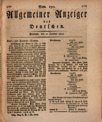 Allgemeiner Anzeiger der Deutschen Freitag 26. Oktober 1810