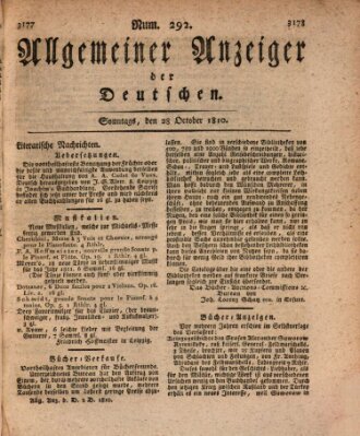 Allgemeiner Anzeiger der Deutschen Sonntag 28. Oktober 1810