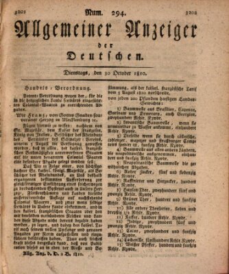 Allgemeiner Anzeiger der Deutschen Dienstag 30. Oktober 1810