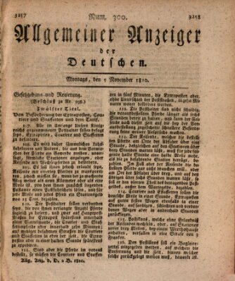 Allgemeiner Anzeiger der Deutschen Montag 5. November 1810