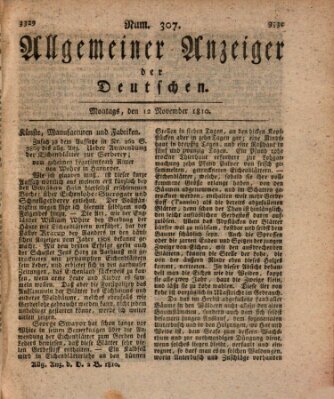 Allgemeiner Anzeiger der Deutschen Montag 12. November 1810