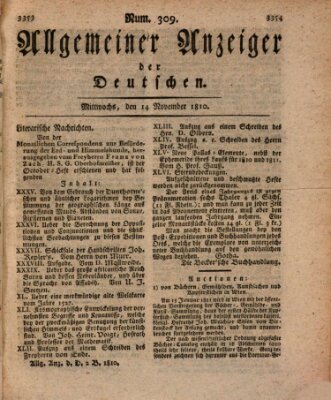 Allgemeiner Anzeiger der Deutschen Mittwoch 14. November 1810