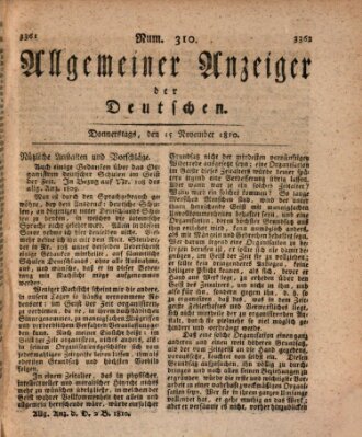 Allgemeiner Anzeiger der Deutschen Donnerstag 15. November 1810