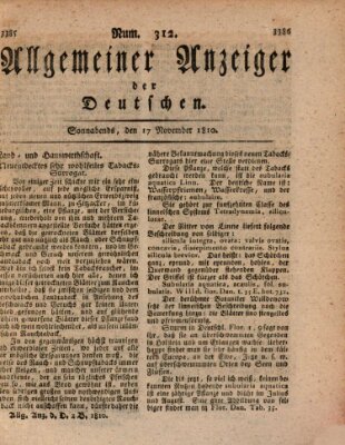 Allgemeiner Anzeiger der Deutschen Samstag 17. November 1810