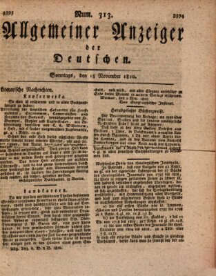 Allgemeiner Anzeiger der Deutschen Sonntag 18. November 1810