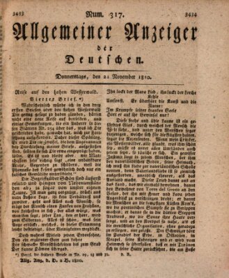 Allgemeiner Anzeiger der Deutschen Donnerstag 22. November 1810