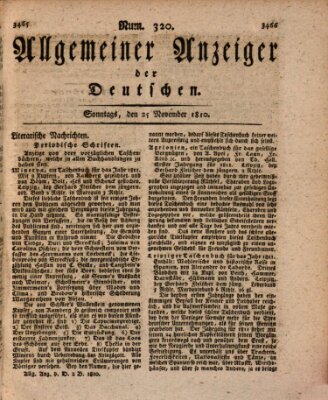 Allgemeiner Anzeiger der Deutschen Sonntag 25. November 1810