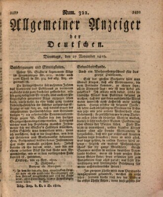 Allgemeiner Anzeiger der Deutschen Dienstag 27. November 1810